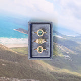 1.52ct Emerald Cut Parti Sapphire and Lab Grown Diamond Three Stone Low Profile Ring in 14k Yellow Gold