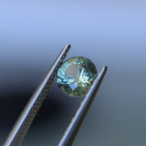 0.98CT ROUND PRECISION CUT MONTANA SAPPHIRE, LIGHT AQUA BLUE GREEN, 5.90X3.85MM