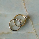 1.01ct GIA Natural Oval Diamond and Princess Cut Diamond Rapids Low Profile Ring in 18k Yellow Gold