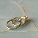 1.01ct GIA Natural Oval Diamond and Princess Cut Diamond Rapids Low Profile Ring in 18k Yellow Gold