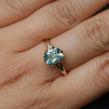2.25ct Radiant Cut Madagascar Sapphire Low Profile Six Prong Split Shank Solitaire in 14k Yellow Gold