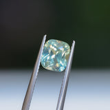 1.53CT ELONGATED CUSHION MADAGASCAR SAPPHIRE, LIGHT SEAFOAM TEAL AND YELLOW, UNTREATED, 7.3X5.8X4.1MM