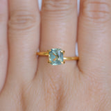 1.53CT ELONGATED CUSHION MADAGASCAR SAPPHIRE, LIGHT SEAFOAM TEAL AND YELLOW, UNTREATED, 7.3X5.8X4.1MM