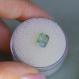 1.59CT ELONGATED CUSHION MADAGASCAR SAPPHIRE, OPALESCENT LIGHT TEAL SEAFOAM WITH DARK GREEN, 7X6.1X4.2MM