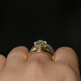2.57ct Precision Cushion Cut Green Montana Sapphire Scallop Cup Solitaire in 18k Yellow Gold