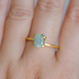 1.59CT ELONGATED CUSHION MADAGASCAR SAPPHIRE, OPALESCENT LIGHT TEAL SEAFOAM WITH DARK GREEN, 7X6.1X4.2MM