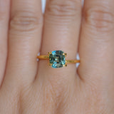 2.08CT CUSHION MADAGASCAR SAPPHIRE, PARTI TEAL YELLOW GOLDEN, UNTREATED, 7.2X6.5X4.8MM