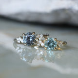 1.47ct Round Untreated Montana Sapphire and Diamond Starry Night Low Profile Solitaire in 14k Yellow Gold