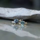 1.47ct Round Untreated Montana Sapphire and Diamond Starry Night Low Profile Solitaire in 14k Yellow Gold