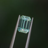 2.26CT MADAGASCAR EMERALD CUT SAPPHIRE, GLASSY GREEN GREY, 8.6X6.2X4.6MM