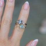 1.47ct Round Untreated Montana Sapphire and Diamond Starry Night Low Profile Solitaire in 14k Yellow Gold