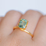 2.26CT MADAGASCAR EMERALD CUT SAPPHIRE, GLASSY GREEN GREY, 8.6X6.2X4.6MM