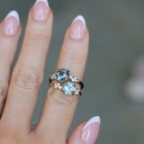 1.47ct Round Untreated Montana Sapphire and Diamond Starry Night Low Profile Solitaire in 14k Yellow Gold