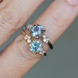 1.47ct Round Untreated Montana Sapphire and Diamond Starry Night Low Profile Solitaire in 14k Yellow Gold