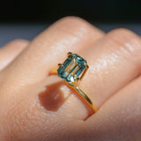 2.26CT MADAGASCAR EMERALD CUT SAPPHIRE, GLASSY GREEN GREY, 8.6X6.2X4.6MM