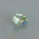 0.65CT OVAL AUSTRALIAN SAPPHIRE, PARTI LIGHT GREEN YELLOW BLUE, UNTREATED, 5.70X4.60X3.30MM