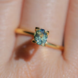 0.65CT OVAL AUSTRALIAN SAPPHIRE, PARTI LIGHT GREEN YELLOW BLUE, UNTREATED, 5.70X4.60X3.30MM