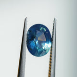 1.80CT OVAL MADAGASCAR SAPPHIRE, OCEAN BLUE TEAL WITH SOME PARTI, 8.2X6.7X4.3MM
