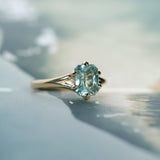 2.25ct Radiant Cut Madagascar Sapphire Low Profile Six Prong Split Shank Solitaire in 14k Yellow Gold