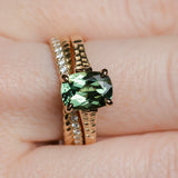 1.98ct Untreated Australian Elongated Cushion Cut Sapphire Vine Cathedral Four Prong Ring in 14k Yellow Gold