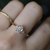 1.01ct GIA Natural Oval Diamond and Princess Cut Diamond Rapids Low Profile Ring in 18k Yellow Gold