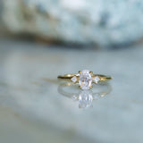 1.01ct GIA Natural Oval Diamond and Princess Cut Diamond Rapids Low Profile Ring in 18k Yellow Gold