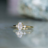 1.01ct GIA Natural Oval Diamond and Princess Cut Diamond Rapids Low Profile Ring in 18k Yellow Gold