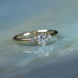 0.52ct Vintage Transitional Cut Diamond and Princess Cut Diamond Rapids Low Profile Ring in 14k Yellow Gold