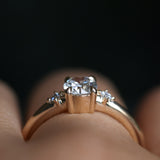 0.52ct Vintage Transitional Cut Diamond and Princess Cut Diamond Rapids Low Profile Ring in 14k Yellow Gold