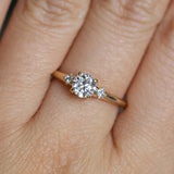 0.52ct Vintage Transitional Cut Diamond and Princess Cut Diamond Rapids Low Profile Ring in 14k Yellow Gold