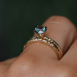 1.13ct Round Precision Blue Montana Sapphire Evergreen Carved 4 Prong Solitaire in 14k Yellow Gold
