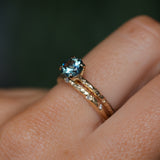 1.13ct Round Precision Blue Montana Sapphire Evergreen Carved 4 Prong Solitaire in 14k Yellow Gold