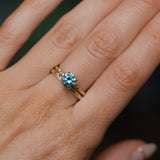 1.13ct Round Precision Blue Montana Sapphire Evergreen Carved 4 Prong Solitaire in 14k Yellow Gold