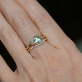 1.08ct Untreated Trillion Australian Sapphire and Antique Diamond Mountainscape Ring in 14k Yellow Gold