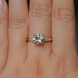 1.12ct Genuine Old European Cut Diamond and Princess Cut Diamond Rapids Low Profile Ring in 14k Yellow Gold