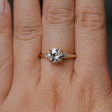 1.12ct Genuine Old European Cut Diamond and Princess Cut Diamond Rapids Low Profile Ring in 14k Yellow Gold