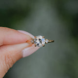 1.12ct Genuine Old European Cut Diamond and Princess Cut Diamond Rapids Low Profile Ring in 14k Yellow Gold