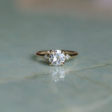 1.12ct Genuine Old European Cut Diamond and Princess Cut Diamond Rapids Low Profile Ring in 14k Yellow Gold