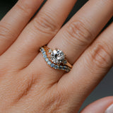 1.12ct Genuine Old European Cut Diamond and Princess Cut Diamond Rapids Low Profile Ring in 14k Yellow Gold