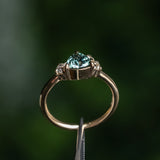 1.08ct Untreated Trillion Australian Sapphire and Antique Diamond Mountainscape Ring in 14k Yellow Gold