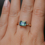 2.24ct Emerald Cut Untreated Madagascar Sapphire and Diamond Low Profile East-West Ring in 14k Yellow Gold