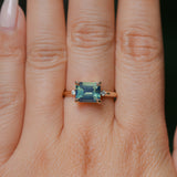 2.24ct Emerald Cut Untreated Madagascar Sapphire and Diamond Low Profile East-West Ring in 14k Yellow Gold