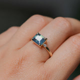 2.24ct Emerald Cut Untreated Madagascar Sapphire and Diamond Low Profile East-West Ring in 14k Yellow Gold