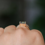 2.24ct Emerald Cut Untreated Madagascar Sapphire and Diamond Low Profile East-West Ring in 14k Yellow Gold
