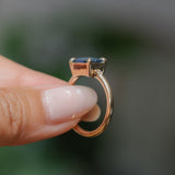 2.24ct Emerald Cut Untreated Madagascar Sapphire and Diamond Low Profile East-West Ring in 14k Yellow Gold
