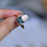 2.24ct Emerald Cut Untreated Madagascar Sapphire and Diamond Low Profile East-West Ring in 14k Yellow Gold