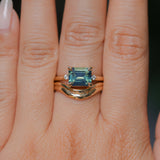 2.24ct Emerald Cut Untreated Madagascar Sapphire and Diamond Low Profile East-West Ring in 14k Yellow Gold