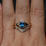 1.17ct Untreated Cushion Blue Madagascar Sapphire Low Profile 4 Prong Signet Solitaire in 14k Yellow Gold