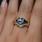 1.17ct Untreated Cushion Blue Madagascar Sapphire Low Profile 4 Prong Signet Solitaire in 14k Yellow Gold