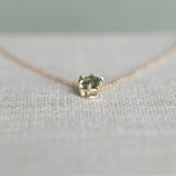 0.67ct Teal Blue Green Montana Sapphire Six Prong Necklace in 14k Yellow Gold